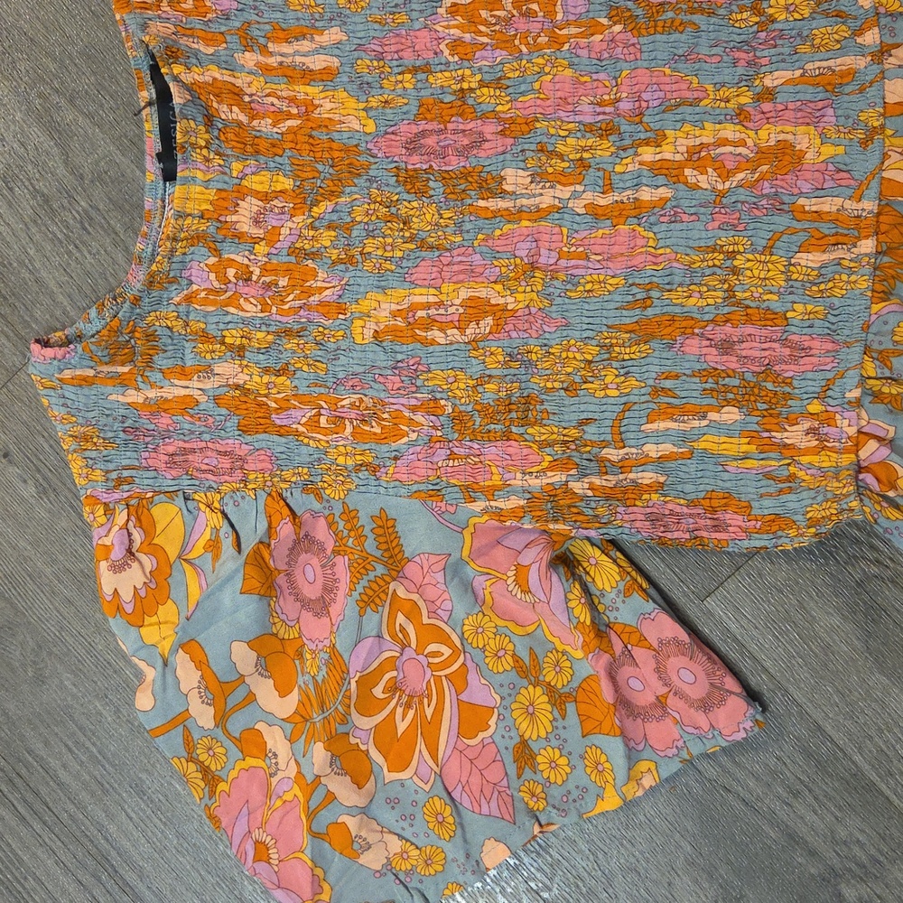 Boho Floral Smocked / Tiered Maxi Dress - Picture 12 of 13